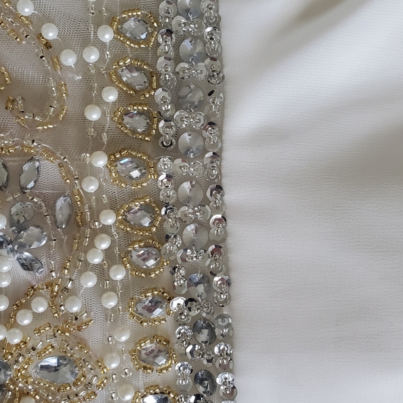 White, Gold, and Silver Prom Dress - Picture 4 of 4